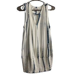 Women's Knox Rose White Blue Sleeveless Blouse Size Med EUC #1953